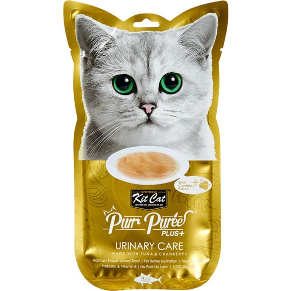 Purr Puree Snack Gato Urinary Care de Atum e Arando 4*15g- Kit Cat - Crisdietética