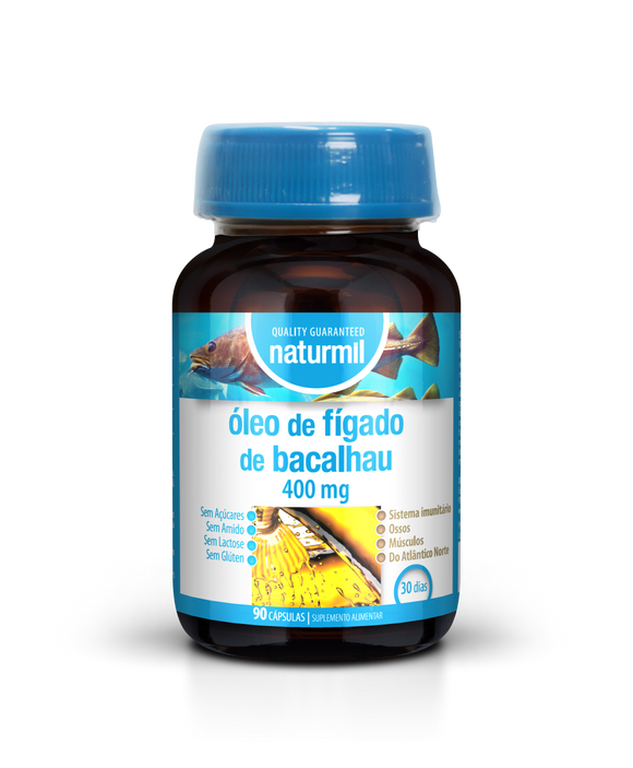 Óleo de Figado de Bacalhau 400mg 90 Cápsulas - Naturmil - Crisdietética