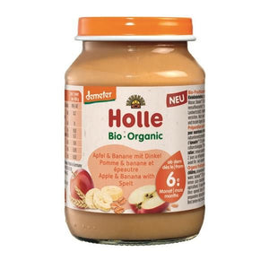 Puré de Maçã, Banana e Espelta Biológico 6M 190g- Holle - Crisdietética