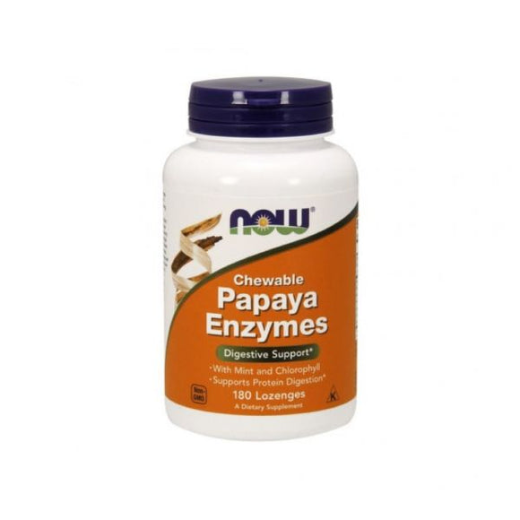 Papaya Enzymes 180 Cápsulas Mastigáveis   - Now - Crisdietética