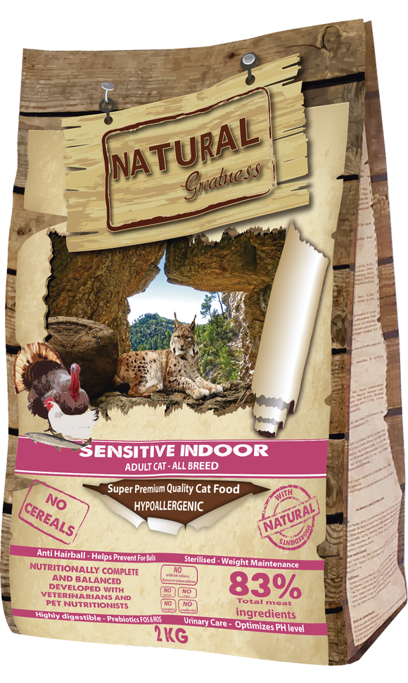 Natural Greatness Cat Sensitive Indoor 2kg - Crisdietética